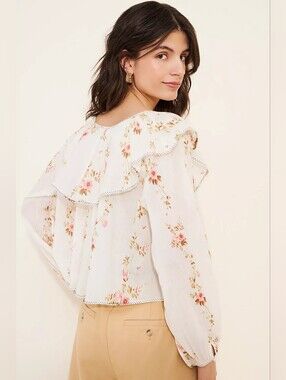 Free People Camilla Printed Blouse NWT Romantic Ruffle Floral Top XS